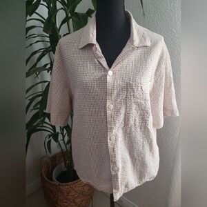 Cotton On Womans Beige Checkered Shirt Size S